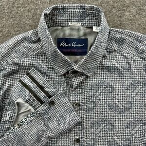 Robert Graham‎ Shirt Mens Small Gray Geometric Flip Cuff Tailored Long Sleeve